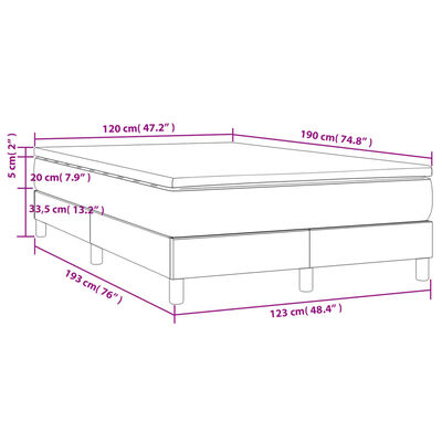 vidaXL Cama box spring con colchón tela gris claro 120x190 cm