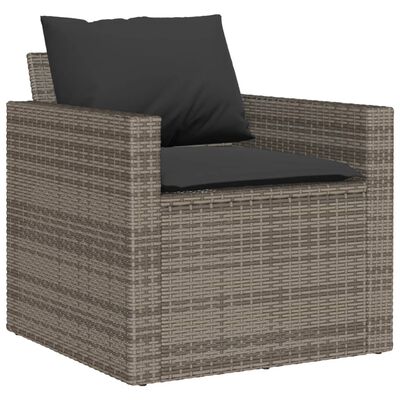 vidaXL Set de muebles de jardín 6 pzas y cojines ratán sintético gris