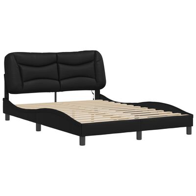 vidaXL Estructura cama con luces LED cuero sintético negro 140x190 cm