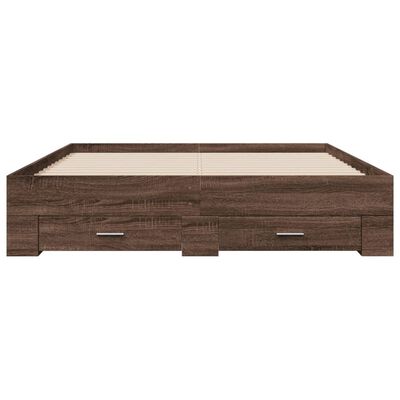 vidaXL Cama con cajones madera ingeniería marrón roble 160x200 cm