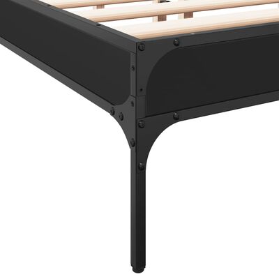 vidaXL Estructura de cama madera de ingeniería y metal negro 135x190cm