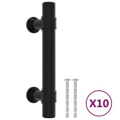 vidaXL Tiradores para armarios 10 uds acero inoxidable negro 64 mm