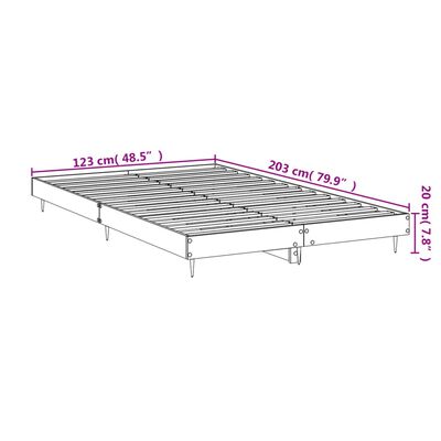 vidaXL Estructura de cama sin colchón madera roble ahumado 120x200 cm