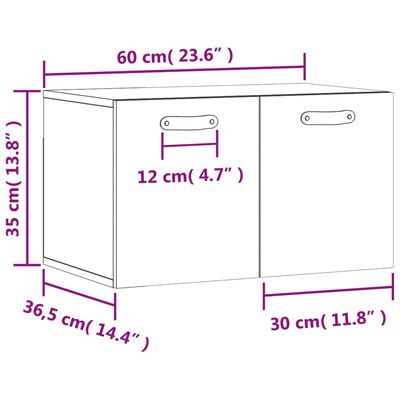 vidaXL Armario de pared madera ingeniería roble Sonoma 60x36,5x35 cm