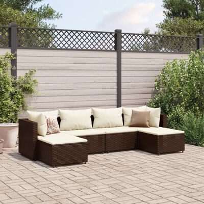 vidaXL Set muebles de jardín 6 piezas y cojines ratán sintético marrón