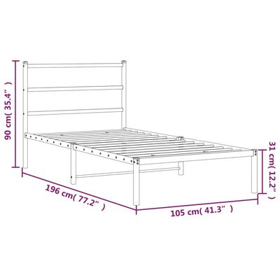 vidaXL Estructura cama sin colchón con cabecero metal negro 100x190 cm