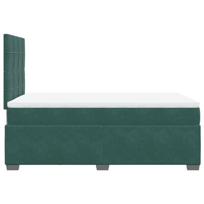 vidaXL Cama box spring con colchón terciopelo verde oscuro 120x200 cm