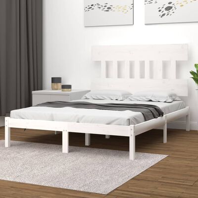 vidaXL Estructura de cama doble pequeña madera maciza blanca 120x190cm