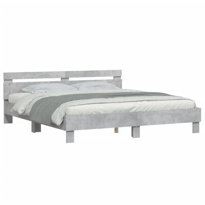 vidaXL Cama con cabecero madera de ingeniería gris hormigón 160x200 cm