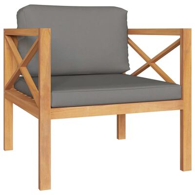 vidaXL Set de muebles de jardín 6 pzas madera de teca y cojines gris