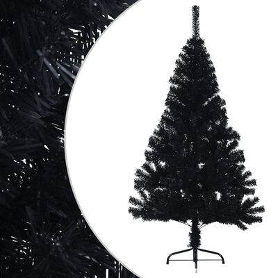 vidaXL Medio árbol de Navidad artificial con soporte PVC negro 120 cm