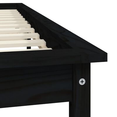 vidaXL Estructura de cama de madera maciza negra 180x200 cm