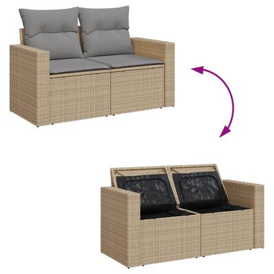 vidaXL Set de sofás de jardín con cojines 9 pzas ratán PE beige mezcla