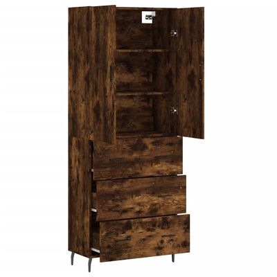 vidaXL Aparador alto madera contrachapada roble ahumado 69,5x34x180 cm