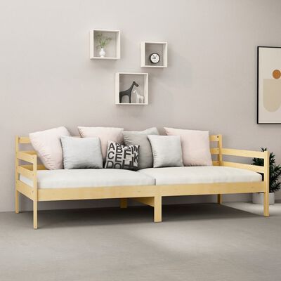 vidaXL Sofá cama con colchón madera de pino maciza 90x200 cm