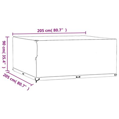 vidaXL Funda para muebles de jardín 16 ojales cuadrada 205x205x90 cm