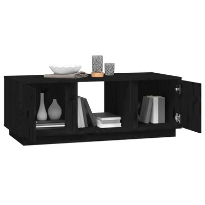 vidaXL Mesa de centro de madera maciza de pino negro 110x50x40 cm