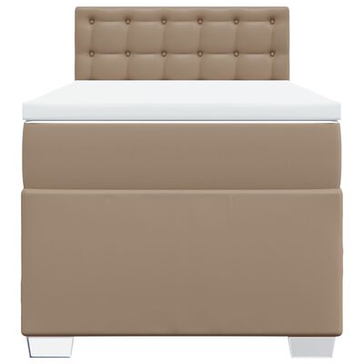 vidaXL Cama box spring con colchón cuero sintético capuchino 100x200cm