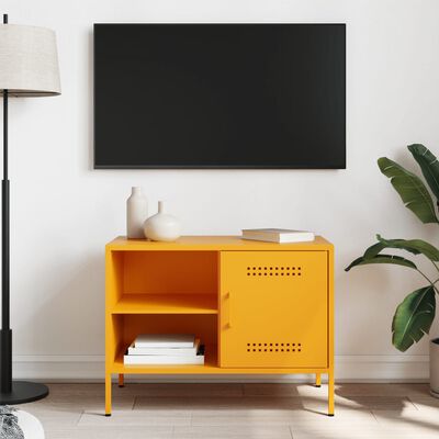 vidaXL Mueble de TV de acero amarillo mostaza 68x39x50,5 cm