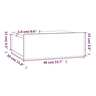 vidaXL Mesita de noche flotante 2 uds madera roble marrón 40x30x15cm