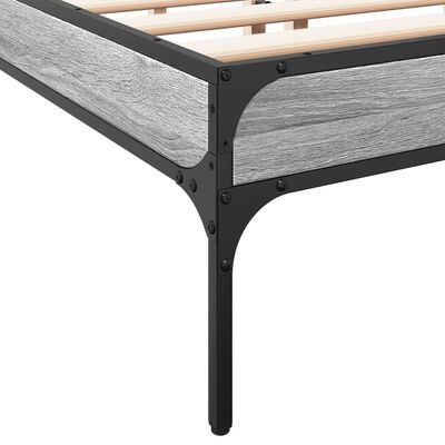 vidaXL Estructura cama madera ingeniería metal gris Sonoma 150x200 cm