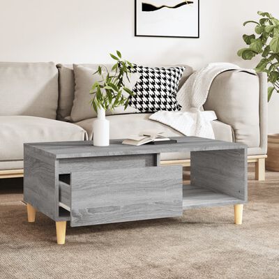 vidaXL Mesa de centro madera contrachapada gris Sonoma 90x50x36,5 cm