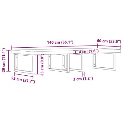 vidaXL Estante de lavabo de pared acero y madera maciza de acacia