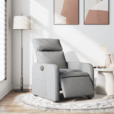 vidaXL Sillón reclinable eléctrico tela gris claro