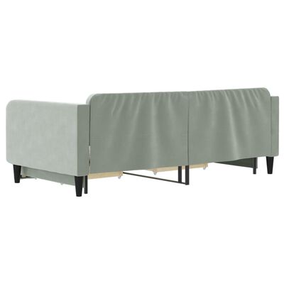 vidaXL Sofá cama nido con cajones terciopelo gris claro 100x200 cm