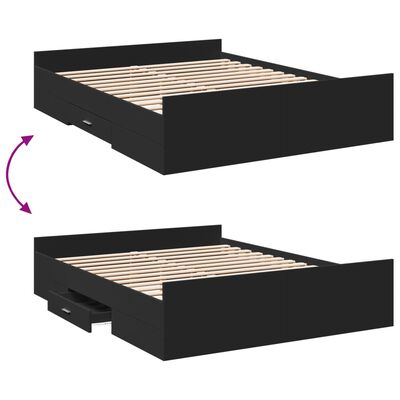 vidaXL Estructura cama con cajones madera ingeniería negra 160x200 cm