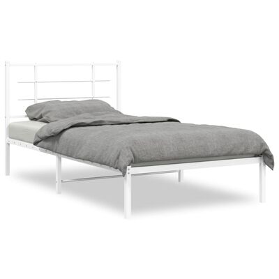 vidaXL Estructura cama sin colchón con cabecero metal blanco 100x190cm