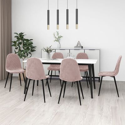 vidaXL Sillas de comedor 6 unidades terciopelo rosa