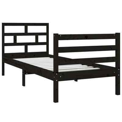 vidaXL Estructura cama madera maciza individual negro 75x190 cm