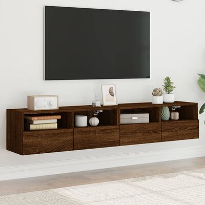 vidaXL Muebles de pared para TV 2 uds madera roble marrón 80x30x30 cm