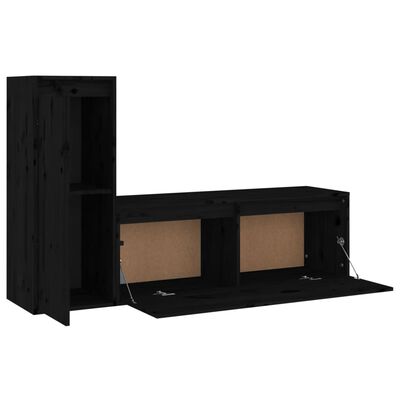 vidaXL Muebles para TV 2 piezas madera maciza de pino negro