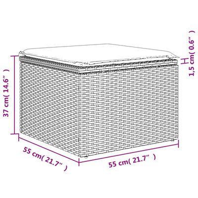 vidaXL Set de comedor de jardín 7 pzas y cojines ratán sintético negro