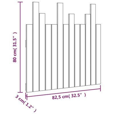 vidaXL Cabecero de cama pared madera maciza pino negro 82,5x3x80 cm