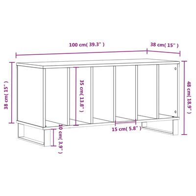 vidaXL Mueble discos madera contrachapada roble marrón 100x38x48 cm