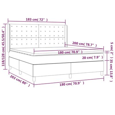 vidaXL Cama box spring con colchón cuero sintético capuchino 180x200cm