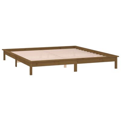 vidaXL Estructura de cama con LED madera maciza marrón miel 200x200 cm