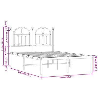 vidaXL Estructura de cama de metal con cabecero blanca 120x190 cm