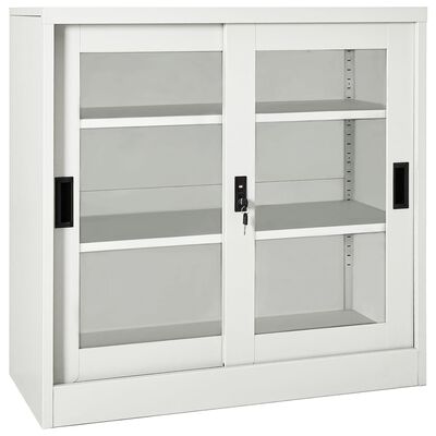 vidaXL Armario con puerta corredera gris claro acero 90x40x90 cm