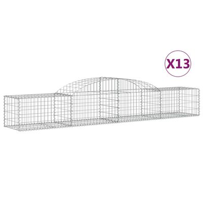 vidaXL Cestas de gaviones 13 uds forma de arco hierro 300x50x40/60 cm