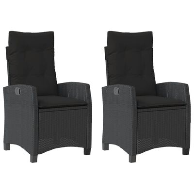 vidaXL Sillones reclinable jardín cojines 2 uds ratán sintético negro