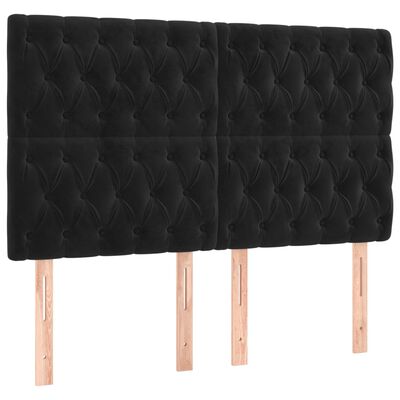 vidaXL Cabeceros 4 unidades terciopelo negro 72x7x78/88 cm