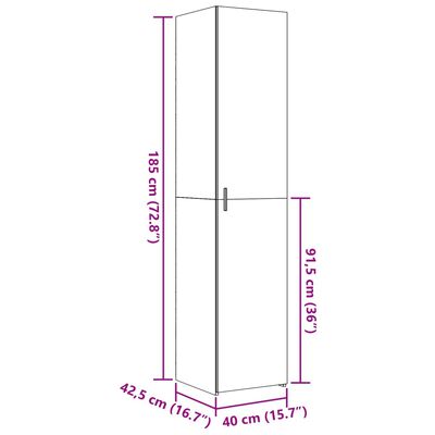 vidaXL Aparador de madera de ingeniería negro 40x42,5x185 cm