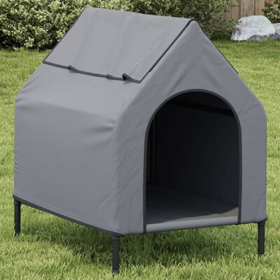 vidaXL Casa para perros tela Oxford y acero gris claro