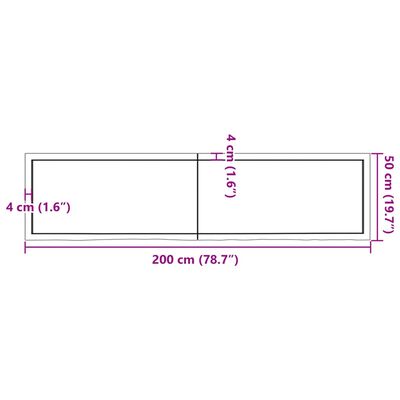 vidaXL Tablero de mesa madera maciza roble sin tratar 200x50x(2-4) cm