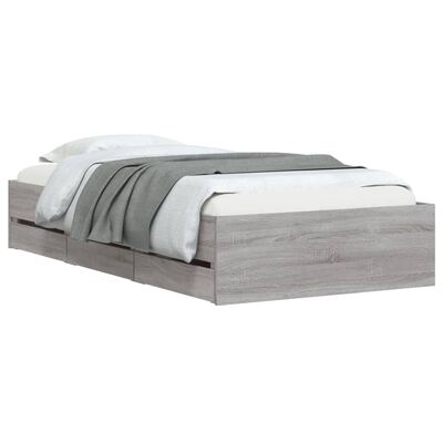 vidaXL Cama con cajones madera de ingeniería gris Sonoma 90x190 cm