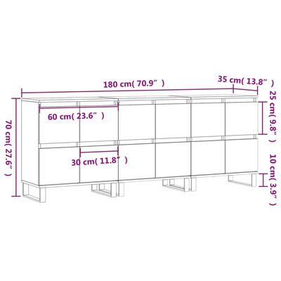 vidaXL Aparadores 3 uds madera contrachapada negro